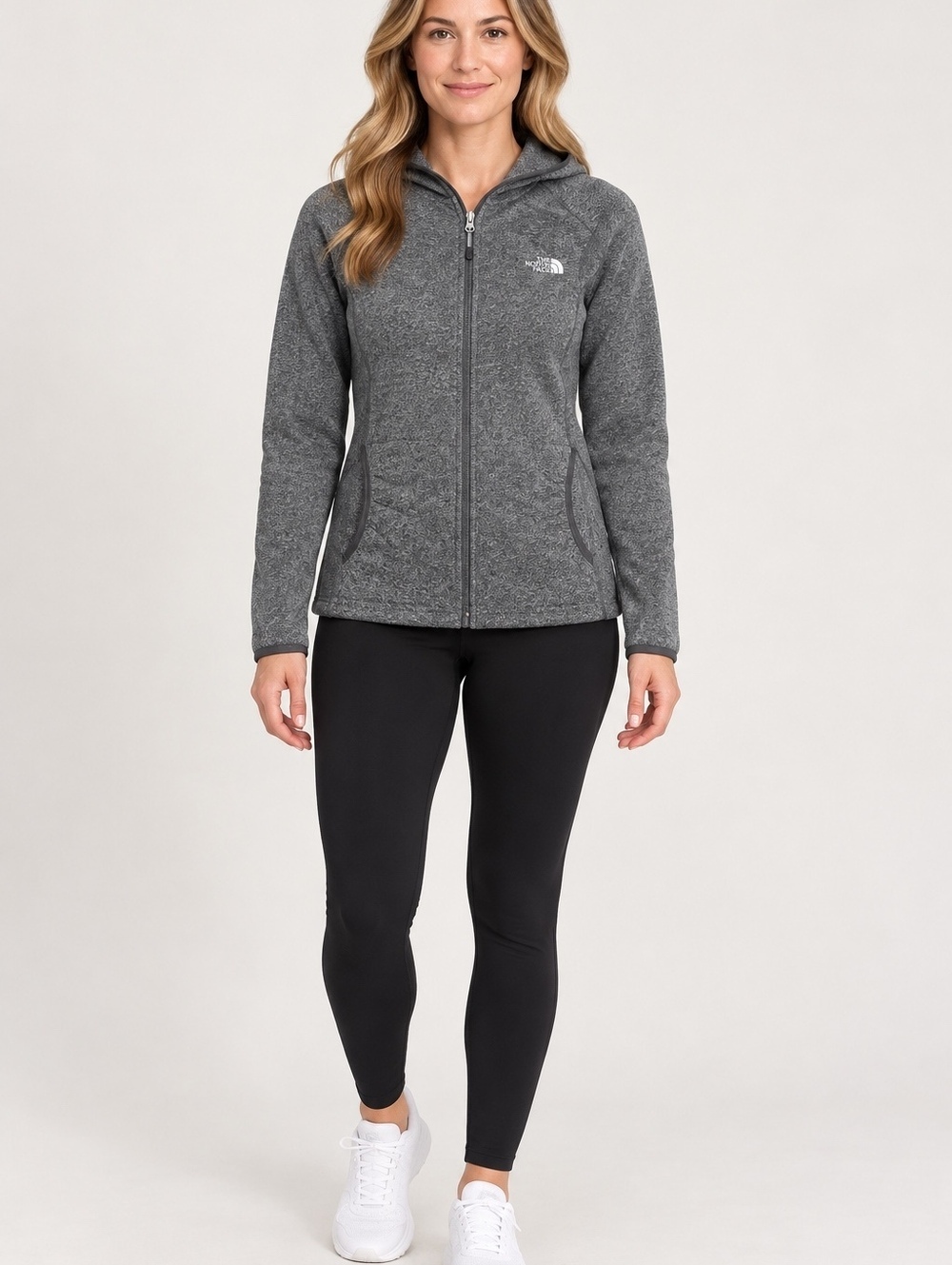 The North Face Heather Gray Hooded Fleece Full Zip Jacket Women’s Medium